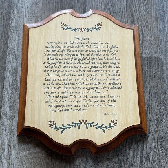 Footprints Wooden Plaque - Author Unknown - Picture 1 of 7